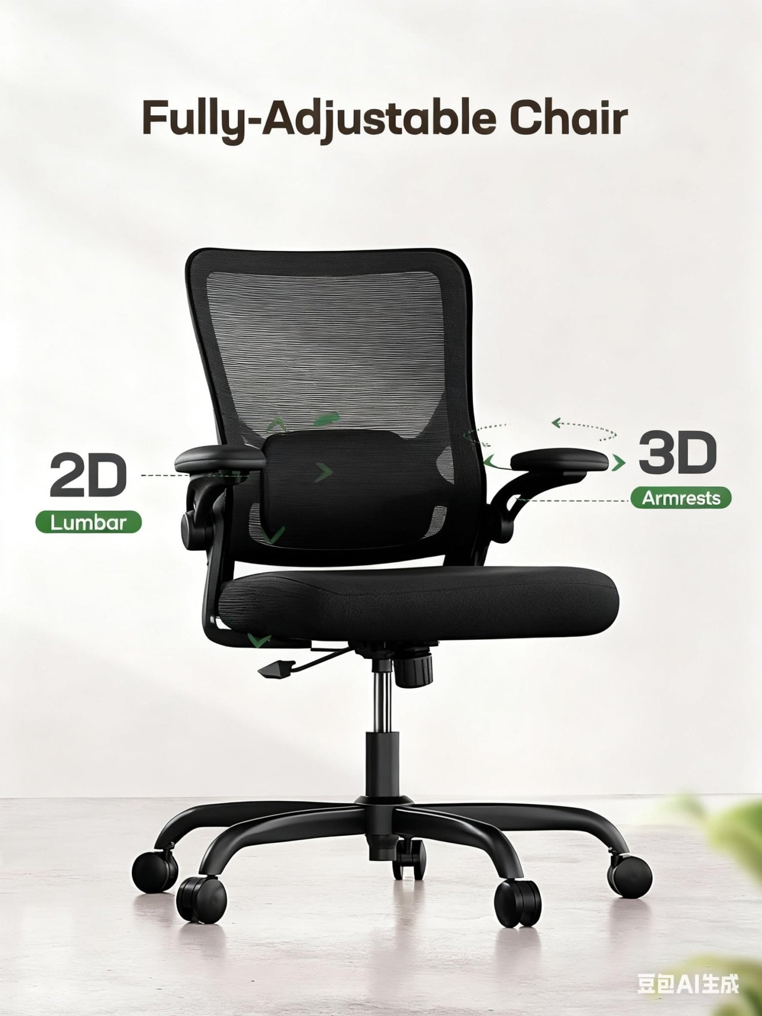 ComfortPro Ergonomic Office Chair: High Back Mesh with Adjustable Lumbar Support - Task & Tether