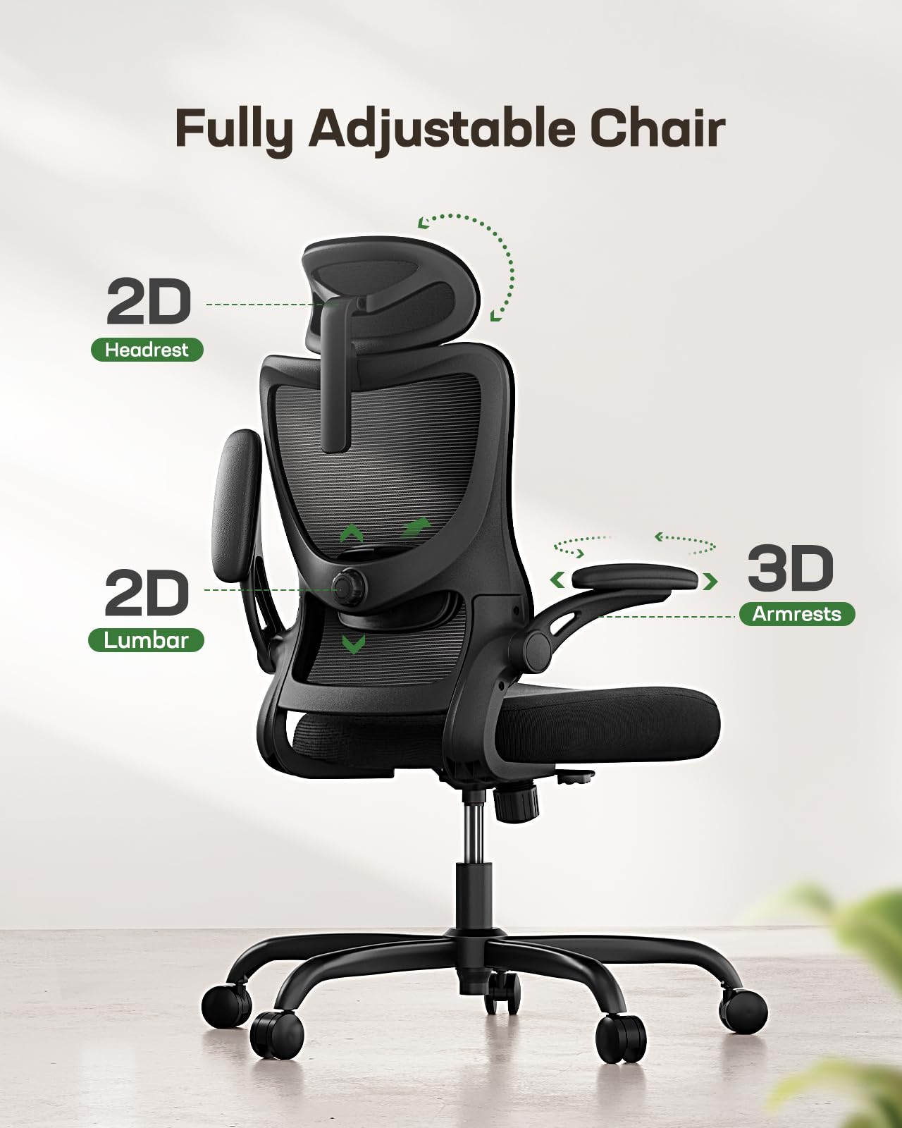 ComfortPro Ergonomic Office Chair: High Back Mesh with Adjustable Lumbar Support - Task & Tether