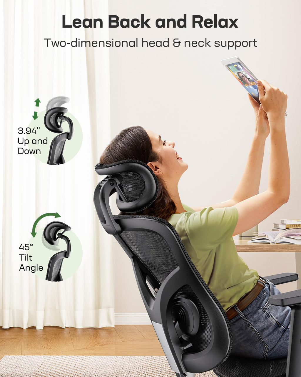 ComfortPro Ergonomic Office Chair: High Back Mesh with Adjustable Lumbar Support - Task & Tether