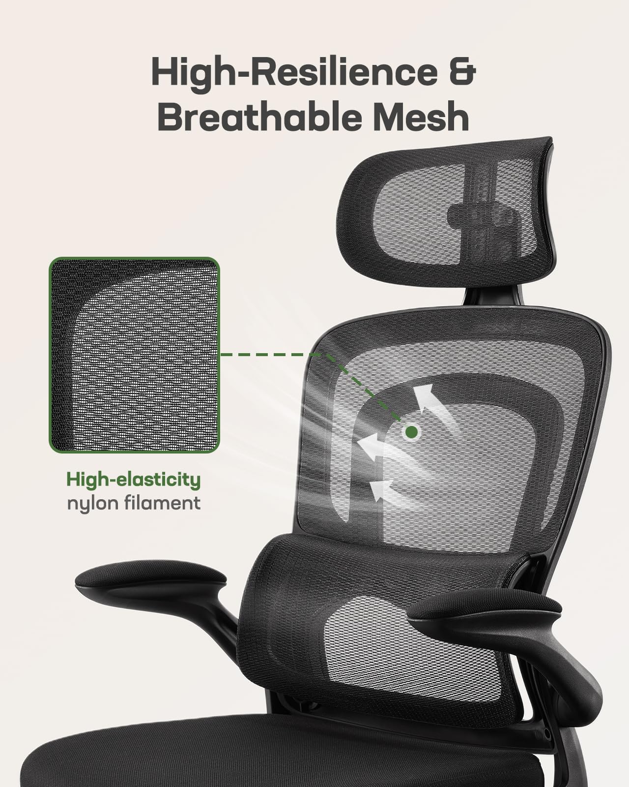 ComfortPro Ergonomic Office Chair: High Back Mesh with Adjustable Lumbar Support - Task & Tether