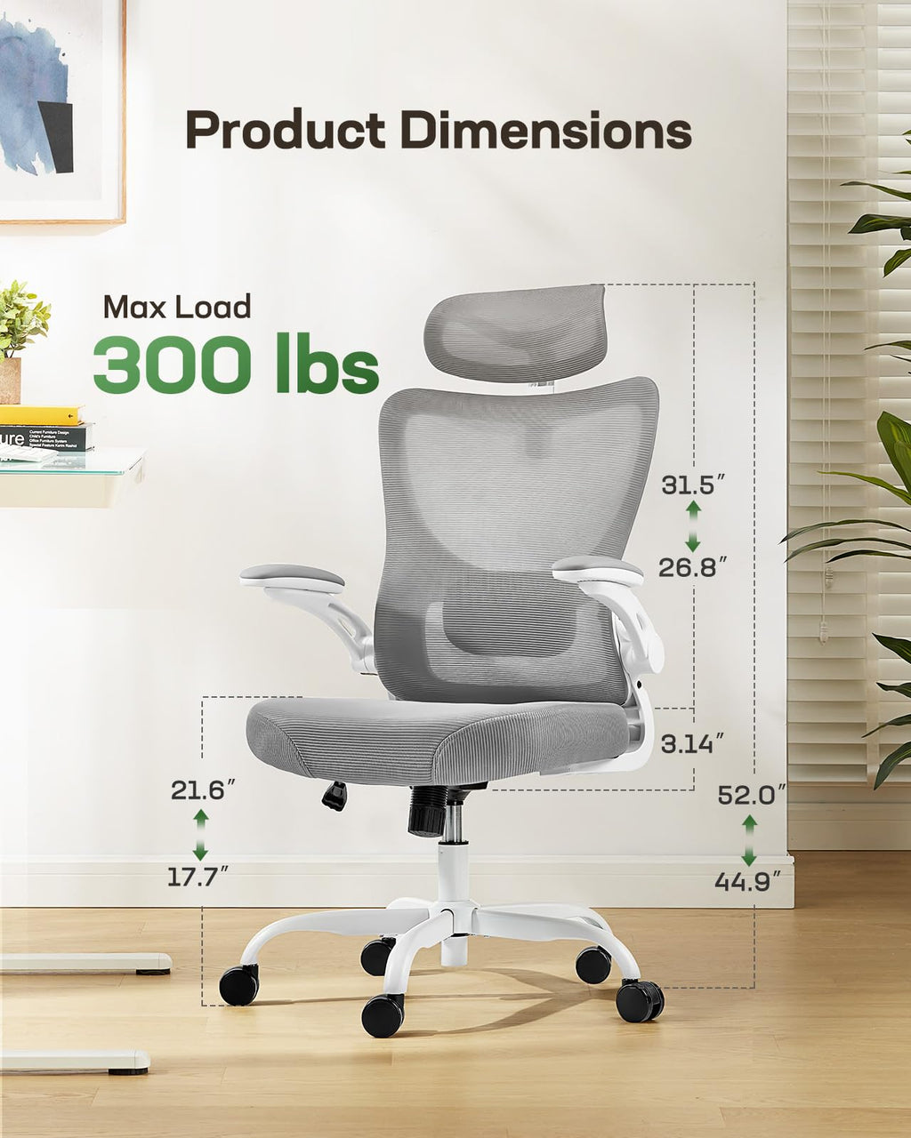 ComfortPro Ergonomic Office Chair: High Back Mesh with Adjustable Lumbar Support - Task & Tether