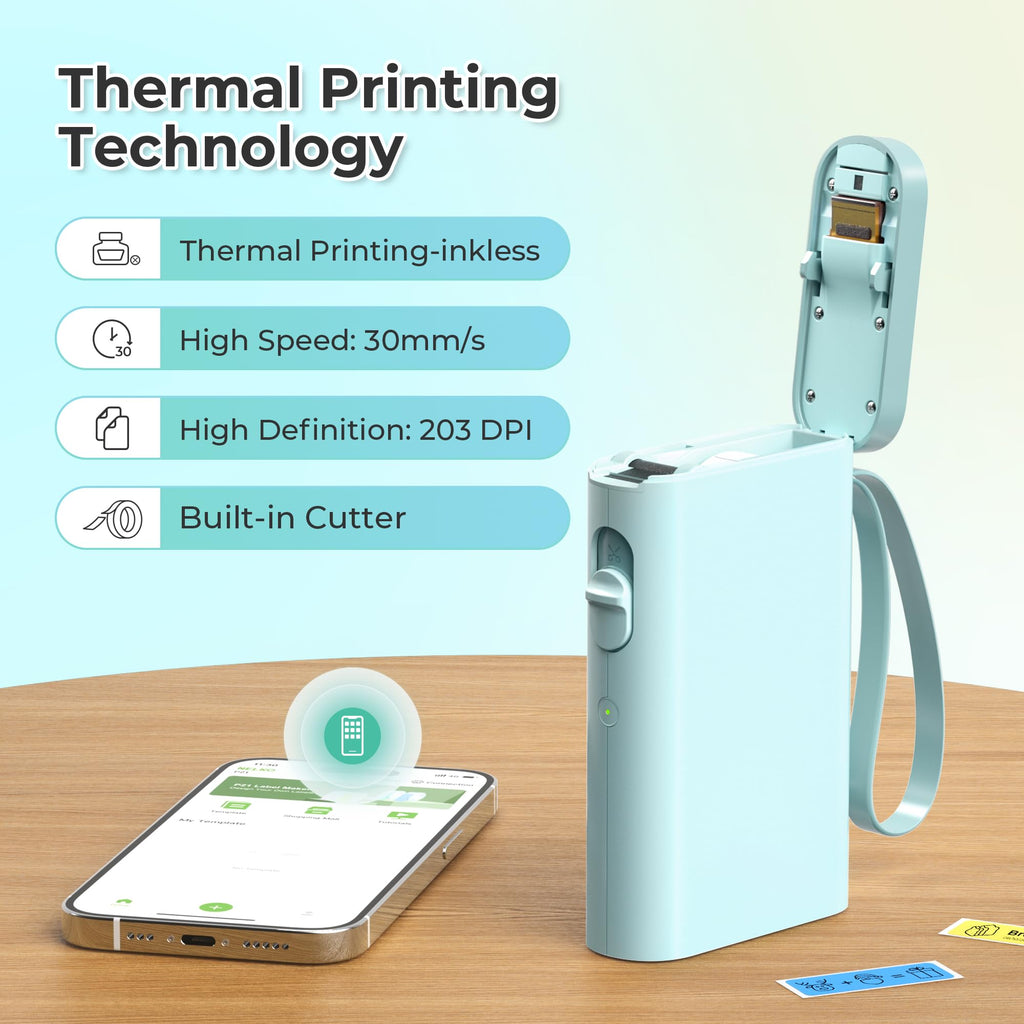 Nelko Wireless Bluetooth Label Maker Printer with Templates, White - Task & Tether