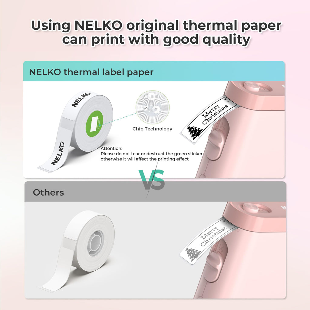 Nelko Wireless Bluetooth Label Maker Printer with Templates, White - Task & Tether