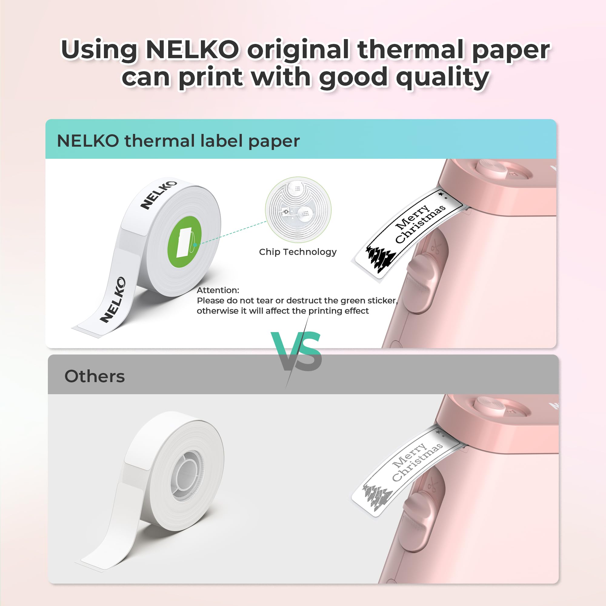 Nelko Wireless Bluetooth Label Maker Printer with Templates, White - Task & Tether