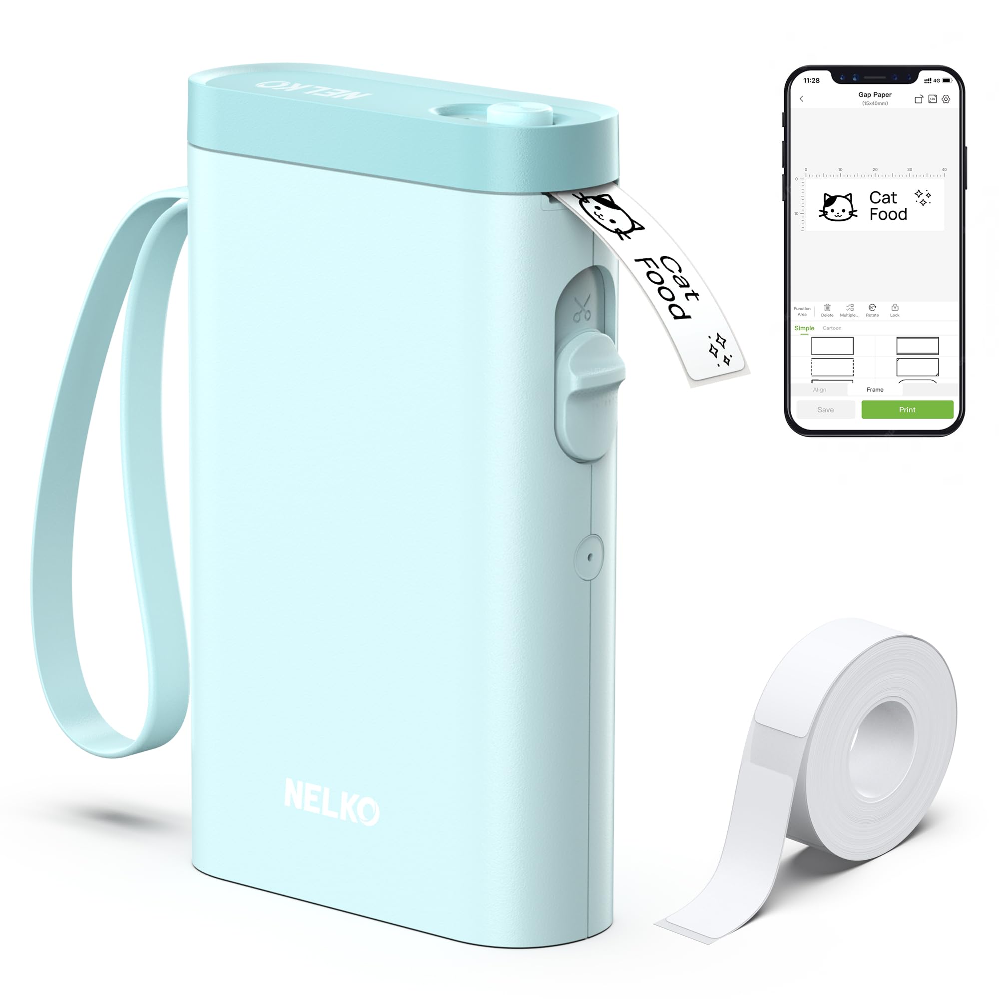 Nelko Wireless Bluetooth Label Maker Printer with Templates, White - Task & Tether