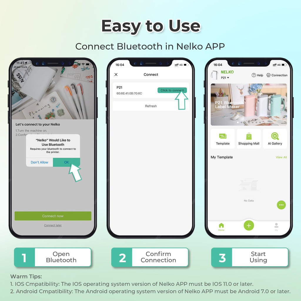 Nelko Wireless Bluetooth Label Maker Printer with Templates, White - Task & Tether