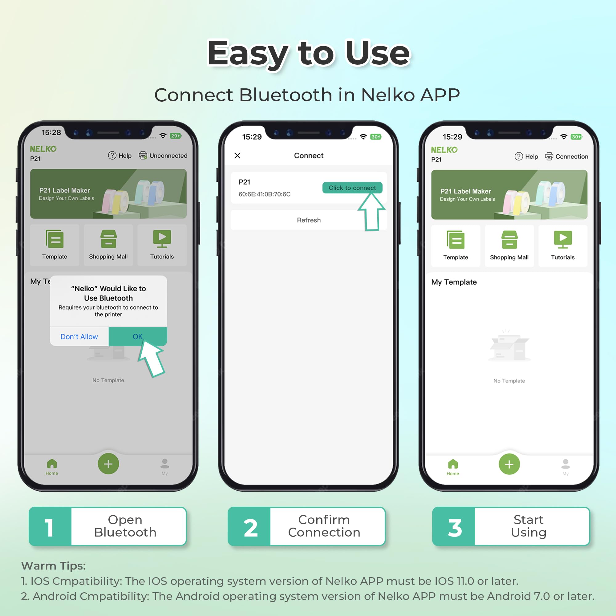 Nelko Wireless Bluetooth Label Maker Printer with Templates, White - Task & Tether