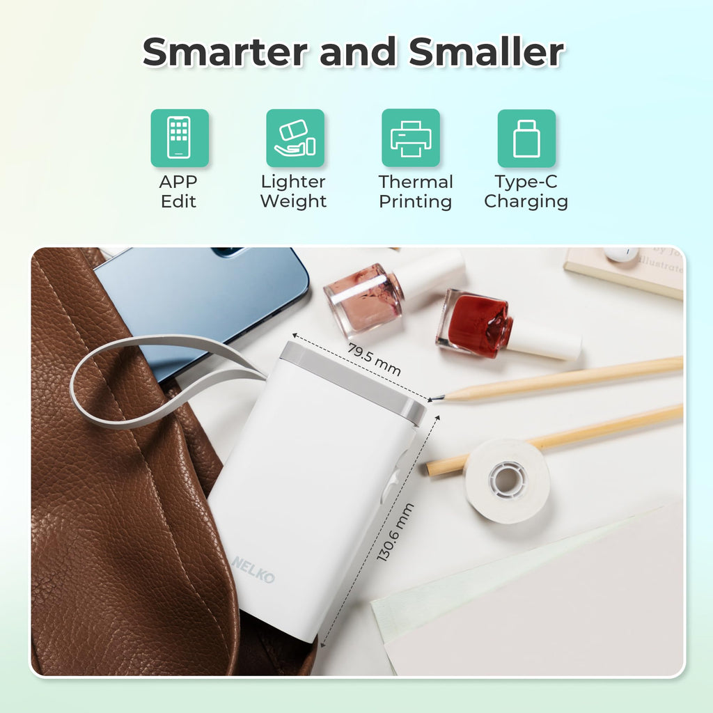 Nelko Wireless Bluetooth Label Maker Printer with Templates, White - Task & Tether