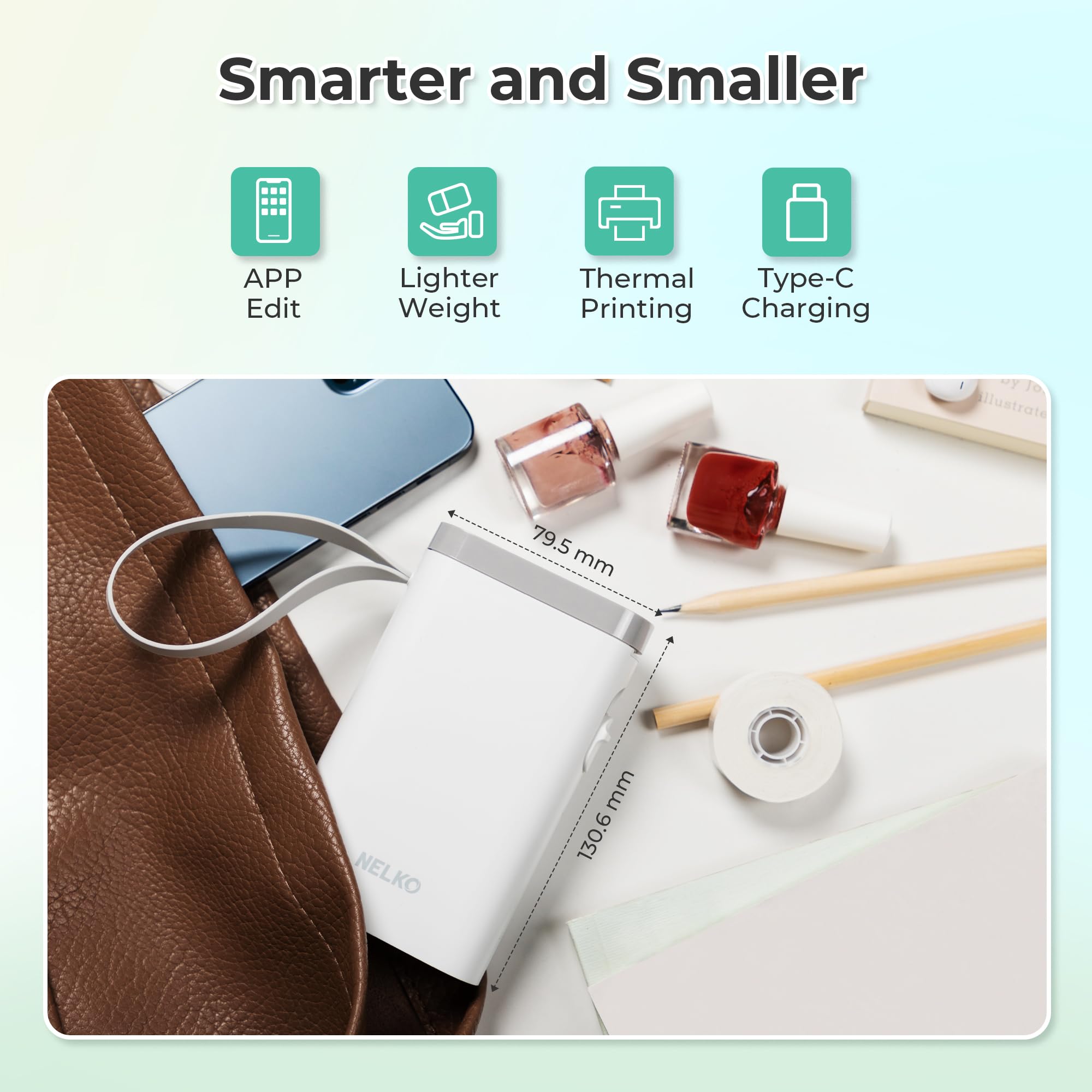 Nelko Wireless Bluetooth Label Maker Printer with Templates, White - Task & Tether