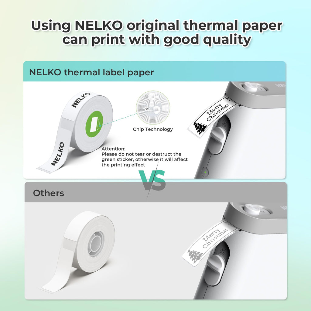 Nelko Wireless Bluetooth Label Maker Printer with Templates, White - Task & Tether