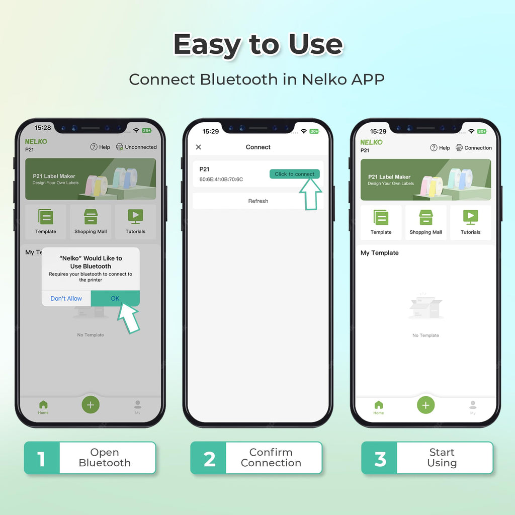 Nelko Wireless Bluetooth Label Maker Printer with Templates, White - Task & Tether
