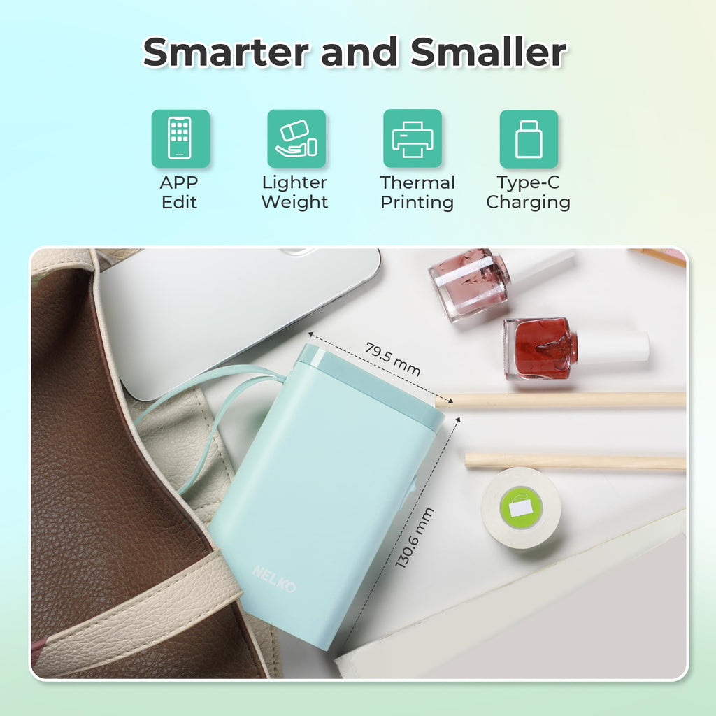 Nelko Wireless Bluetooth Label Maker Printer with Templates, White - Task & Tether