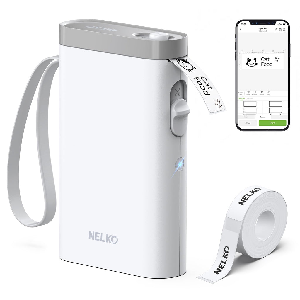 Nelko Wireless Bluetooth Label Maker Printer with Templates, White - Task & Tether
