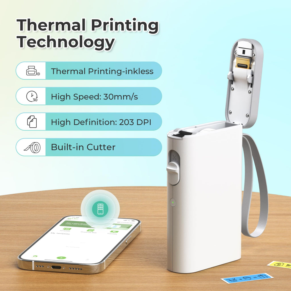 Nelko Wireless Bluetooth Label Maker Printer with Templates, White - Task & Tether