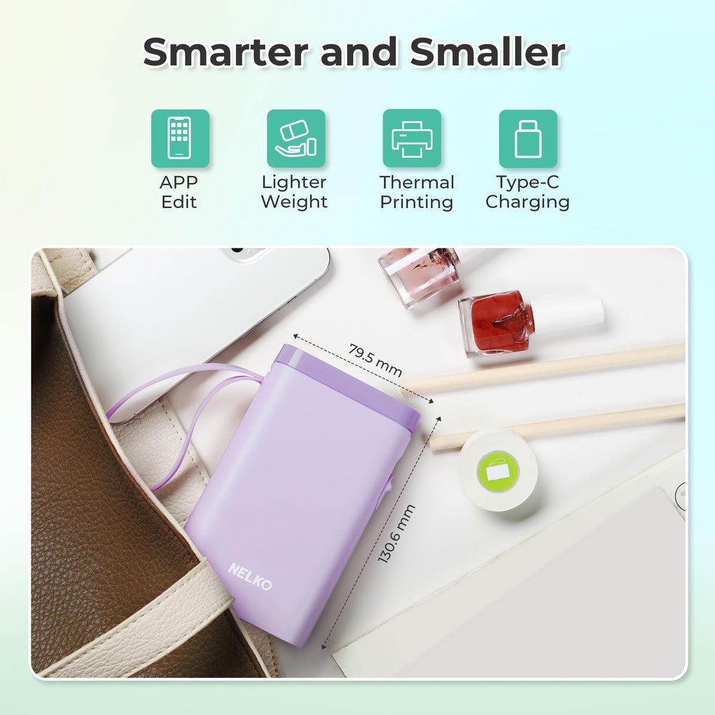 Nelko Wireless Bluetooth Label Maker Printer with Templates, White - Task & Tether