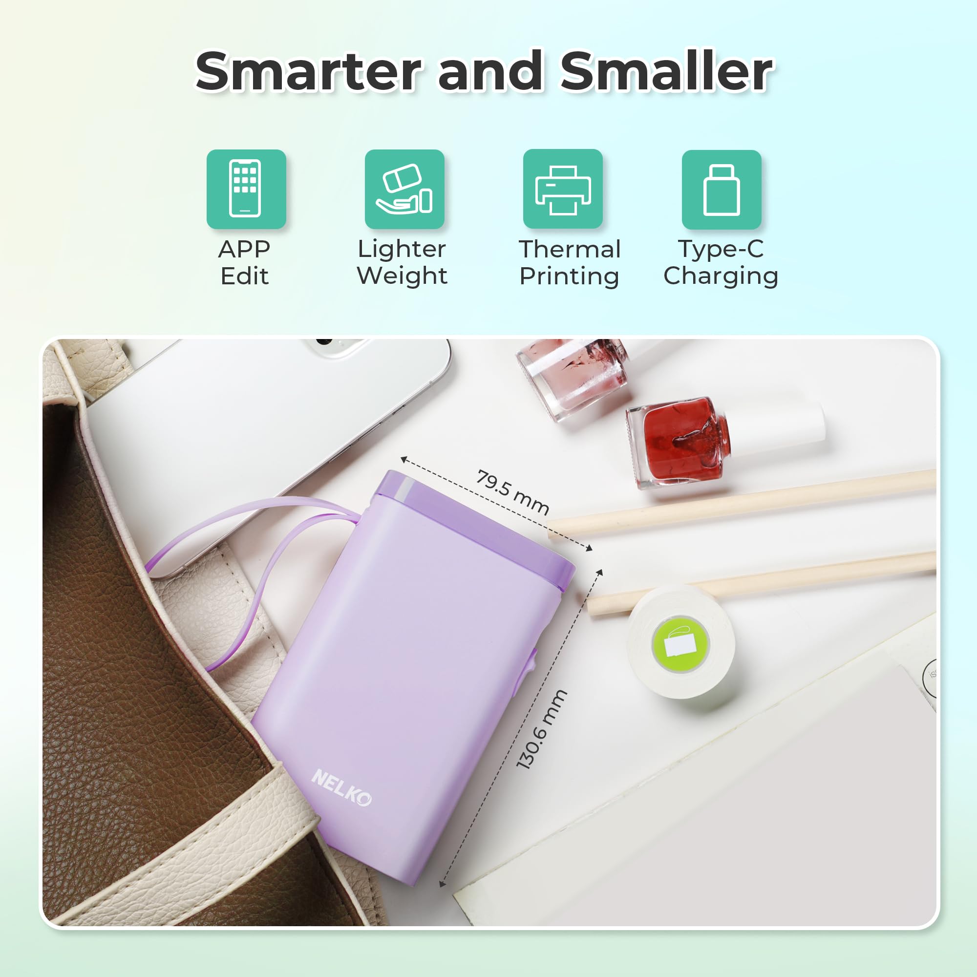 Nelko Wireless Bluetooth Label Maker Printer with Templates, White - Task & Tether