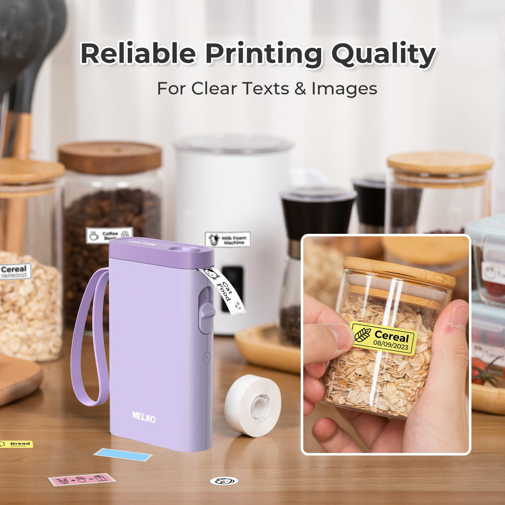 Nelko Wireless Bluetooth Label Maker Printer with Templates, White - Task & Tether