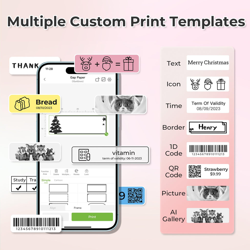 Nelko Wireless Bluetooth Label Maker Printer with Templates, White - Task & Tether