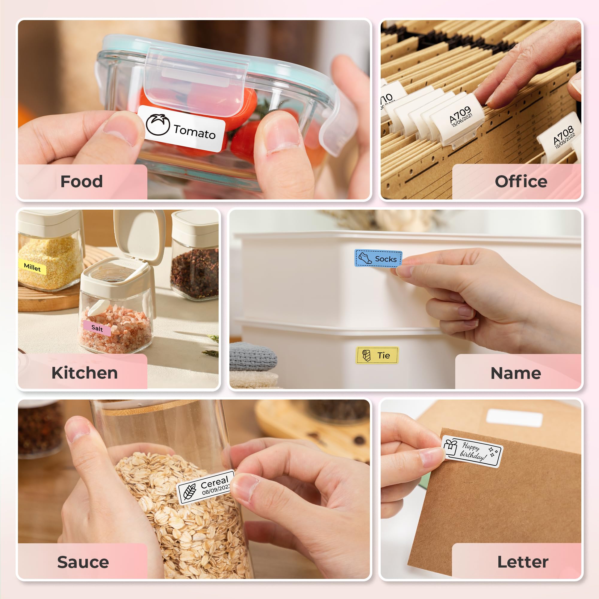 Nelko Wireless Bluetooth Label Maker Printer with Templates, White - Task & Tether
