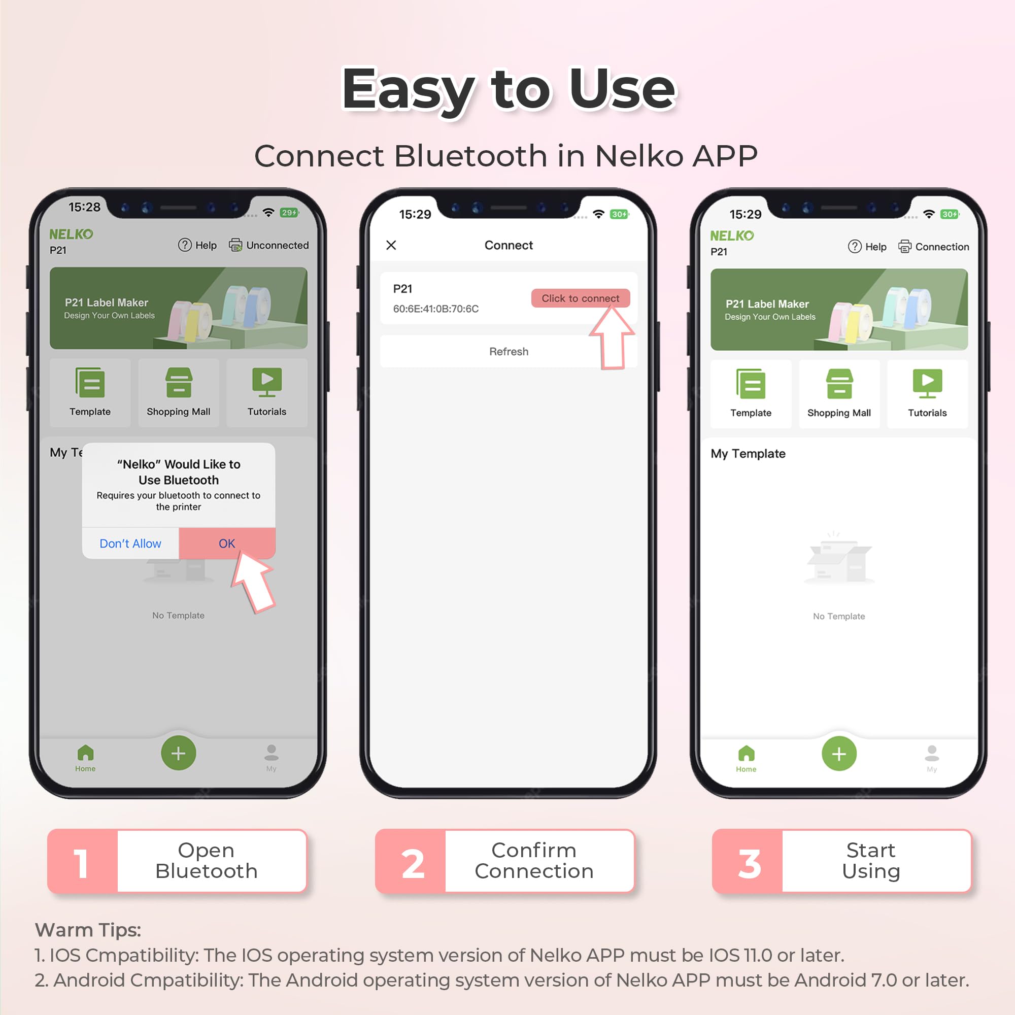 Nelko Wireless Bluetooth Label Maker Printer with Templates, White - Task & Tether