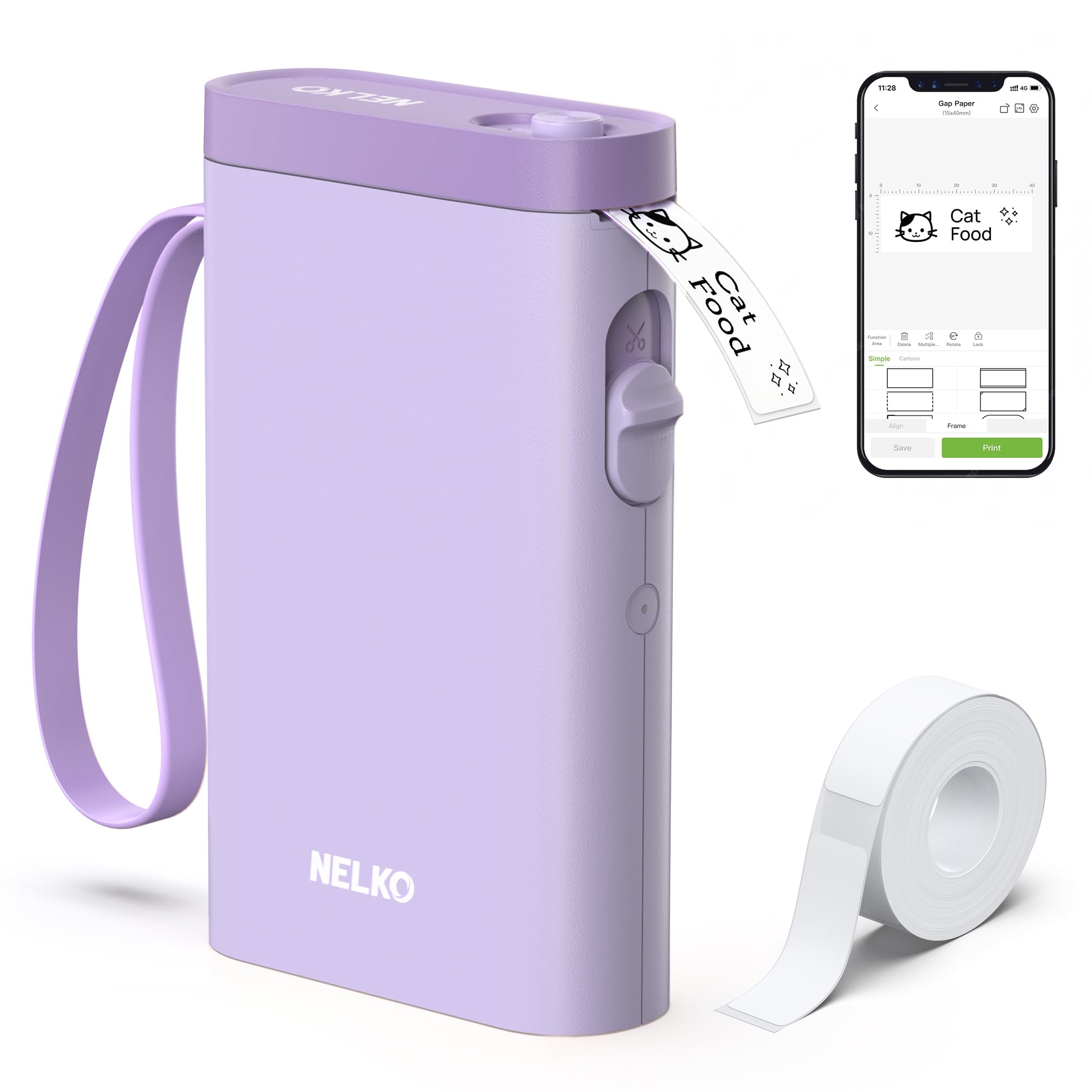 Nelko Wireless Bluetooth Label Maker Printer with Templates, White - Task & Tether