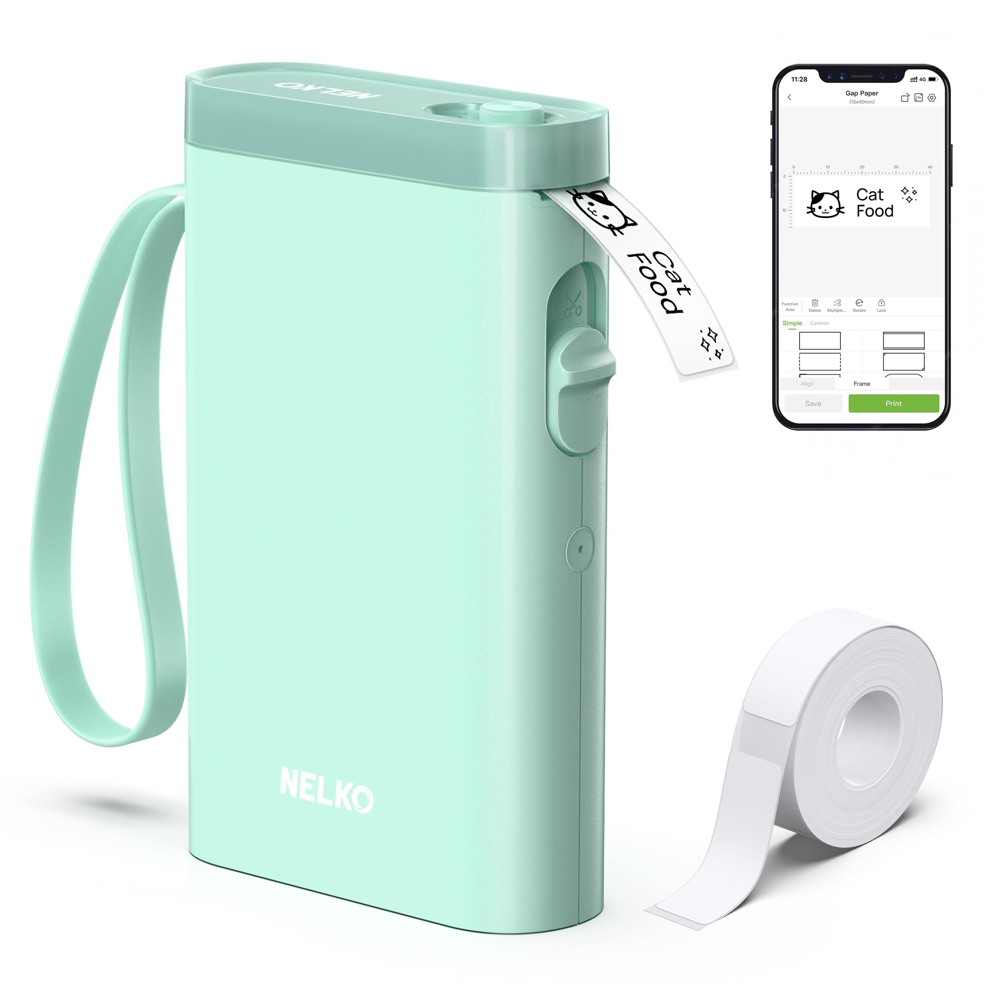 Nelko Wireless Bluetooth Label Maker Printer with Templates, White - Task & Tether