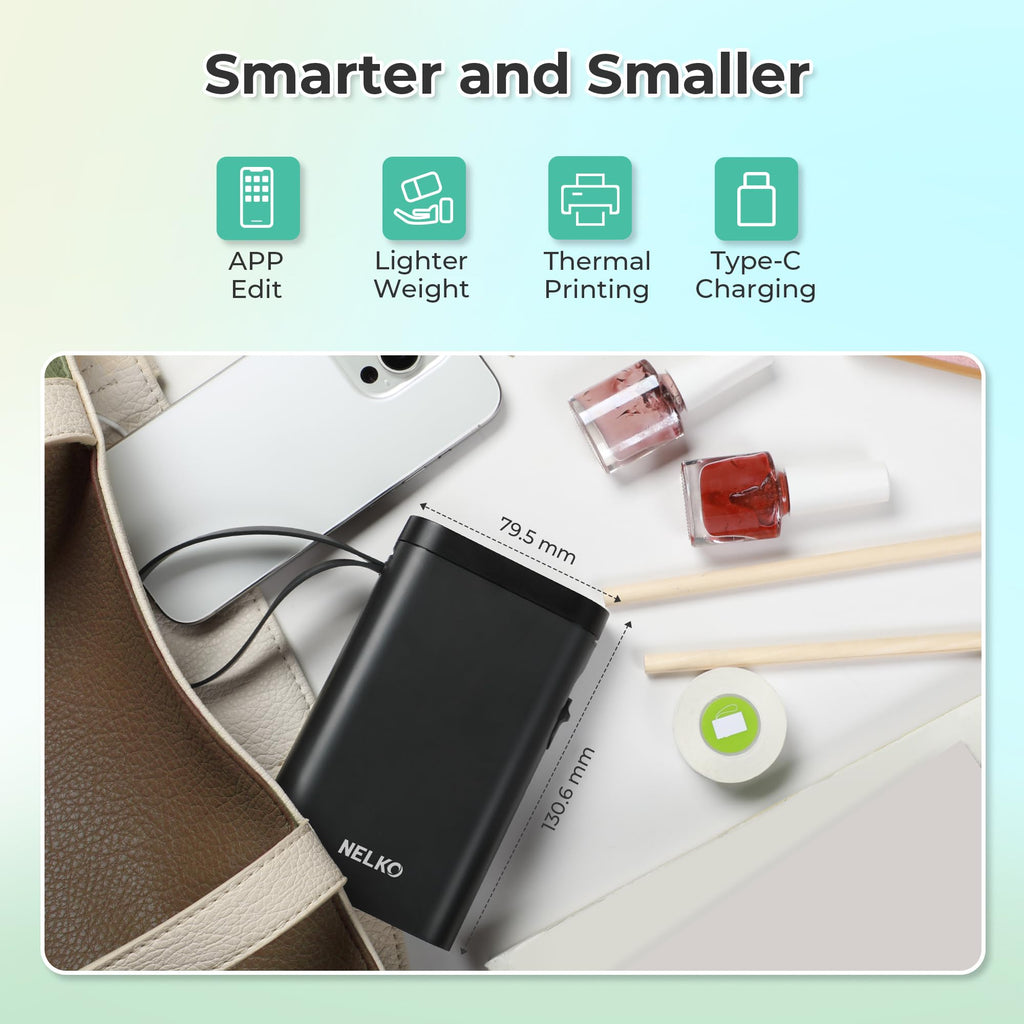 Nelko Wireless Bluetooth Label Maker Printer with Templates, White - Task & Tether