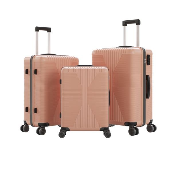 Non - TSA customs lock 3 - in - 1 PP trolley case, 20in, 24in, 28in PP rose gold - Task & Tether