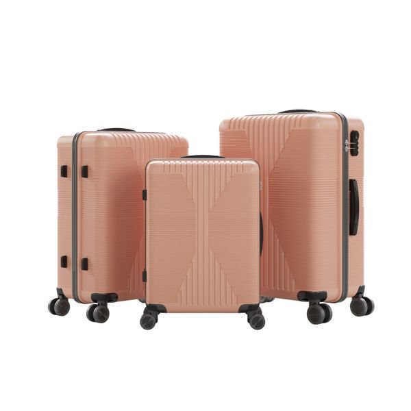 Non - TSA customs lock 3 - in - 1 PP trolley case, 20in, 24in, 28in PP rose gold - Task & Tether