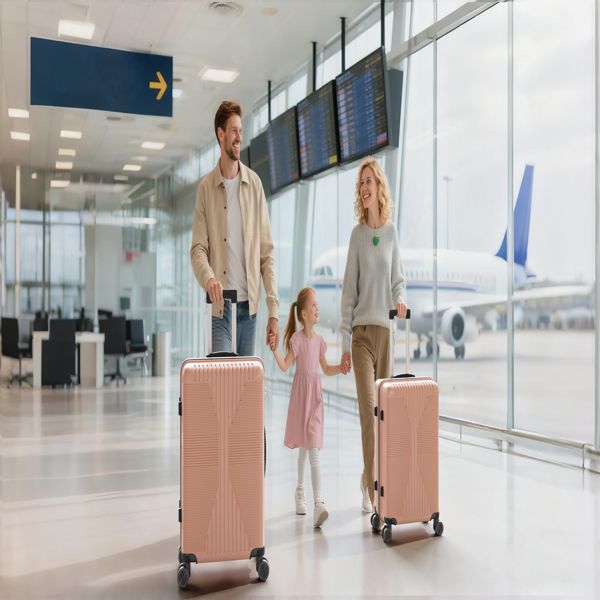 Non - TSA customs lock 3 - in - 1 PP trolley case, 20in, 24in, 28in PP rose gold - Task & Tether