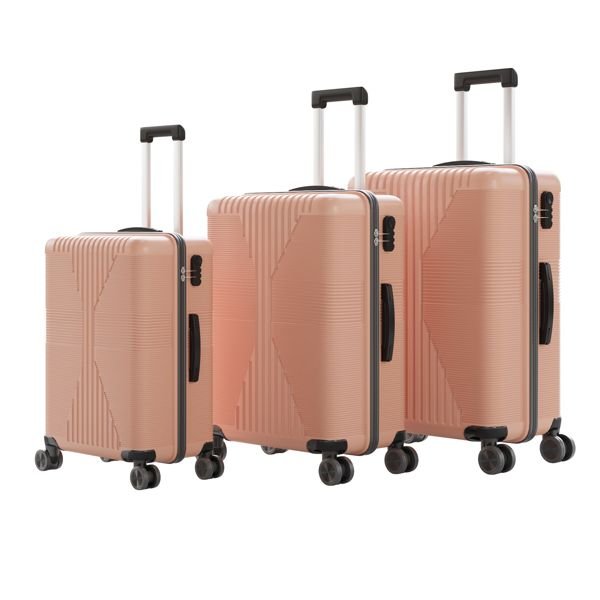Non - TSA customs lock 3 - in - 1 PP trolley case, 20in, 24in, 28in PP rose gold - Task & Tether