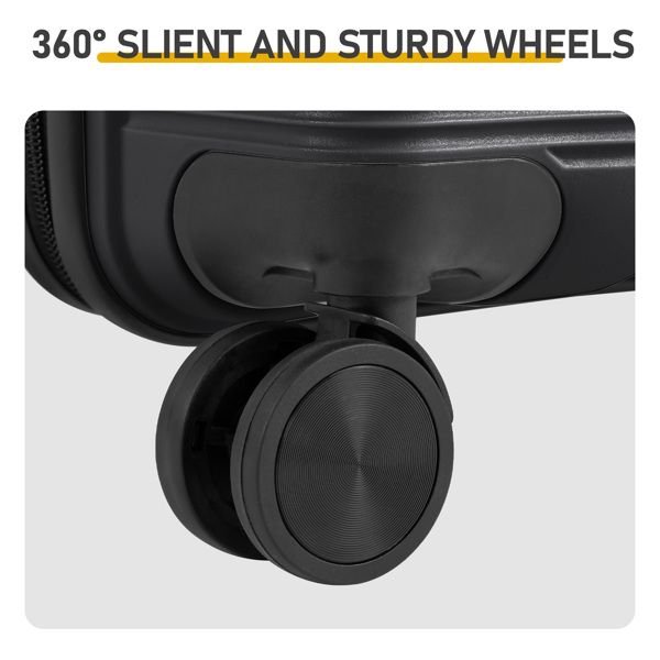 Non - TSA customs lock 4 - in - 1 PP trolley case, 16in, 20in, 24in, 28in, PP, black - Task & Tether