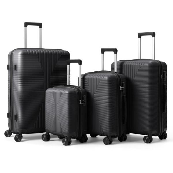 Non - TSA customs lock 4 - in - 1 PP trolley case, 16in, 20in, 24in, 28in, PP, black - Task & Tether