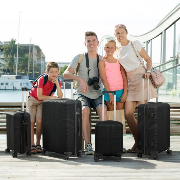 Non - TSA customs lock 4 - in - 1 PP trolley case, 16in, 20in, 24in, 28in, PP, black - Task & Tether