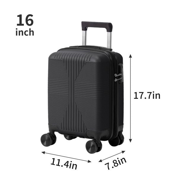 Non - TSA customs lock 4 - in - 1 PP trolley case, 16in, 20in, 24in, 28in, PP, black - Task & Tether