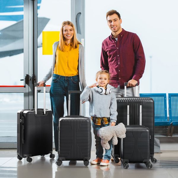 Non - TSA customs lock 4 - in - 1 PP trolley case, 16in, 20in, 24in, 28in, PP, black - Task & Tether