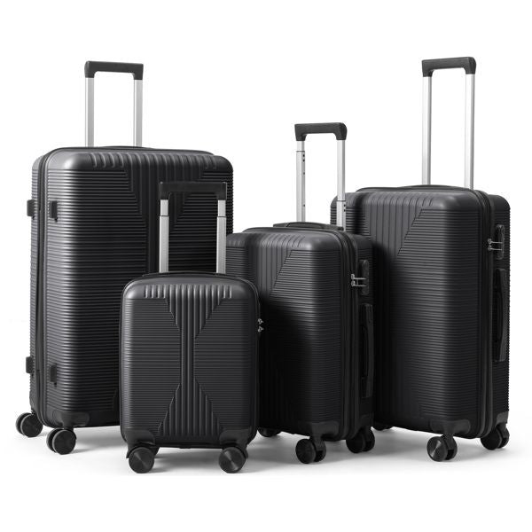 Non - TSA customs lock 4 - in - 1 PP trolley case, 16in, 20in, 24in, 28in, PP, black - Task & Tether