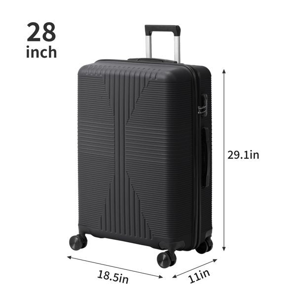 Non - TSA customs lock 4 - in - 1 PP trolley case, 16in, 20in, 24in, 28in, PP, black - Task & Tether