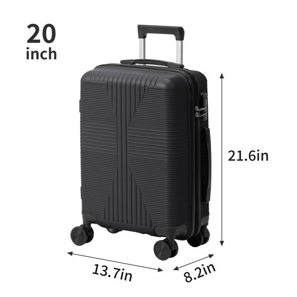 Non - TSA customs lock 4 - in - 1 PP trolley case, 16in, 20in, 24in, 28in, PP, black - Task & Tether