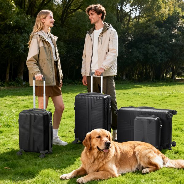 Non - TSA customs lock 4 - in - 1 PP trolley case, 16in, 20in, 24in, 28in, PP, black - Task & Tether