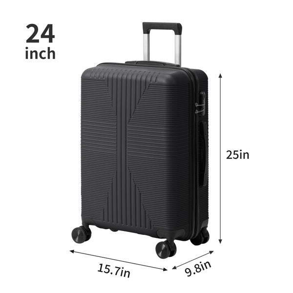 Non - TSA customs lock 4 - in - 1 PP trolley case, 16in, 20in, 24in, 28in, PP, black - Task & Tether