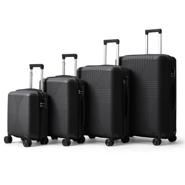 Non - TSA customs lock 4 - in - 1 PP trolley case, 16in, 20in, 24in, 28in, PP, black - Task & Tether