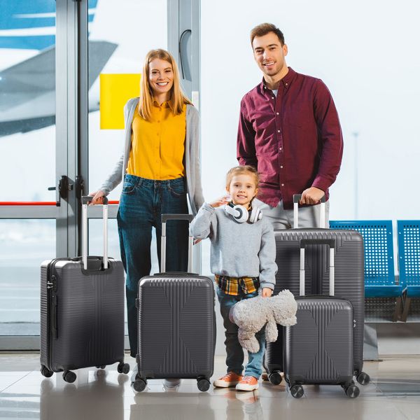 Non - TSA customs lock 4 - in - 1 PP trolley case, 16in, 20in, 24in, 28in, PP, dark gray - Task & Tether