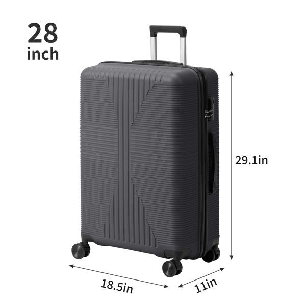 Non - TSA customs lock 4 - in - 1 PP trolley case, 16in, 20in, 24in, 28in, PP, dark gray - Task & Tether