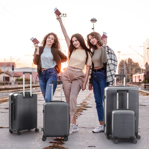 Non - TSA customs lock 4 - in - 1 PP trolley case, 16in, 20in, 24in, 28in, PP, dark gray - Task & Tether