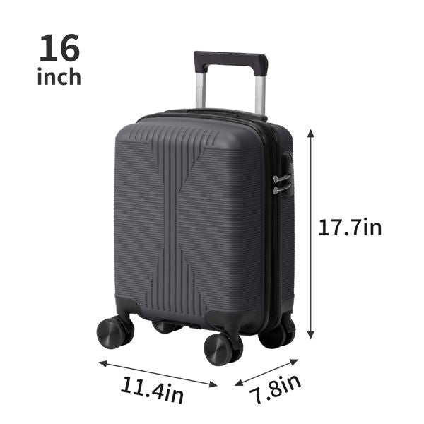 Non - TSA customs lock 4 - in - 1 PP trolley case, 16in, 20in, 24in, 28in, PP, dark gray - Task & Tether