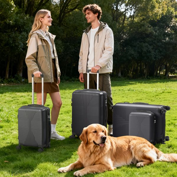 Non - TSA customs lock 4 - in - 1 PP trolley case, 16in, 20in, 24in, 28in, PP, dark gray - Task & Tether