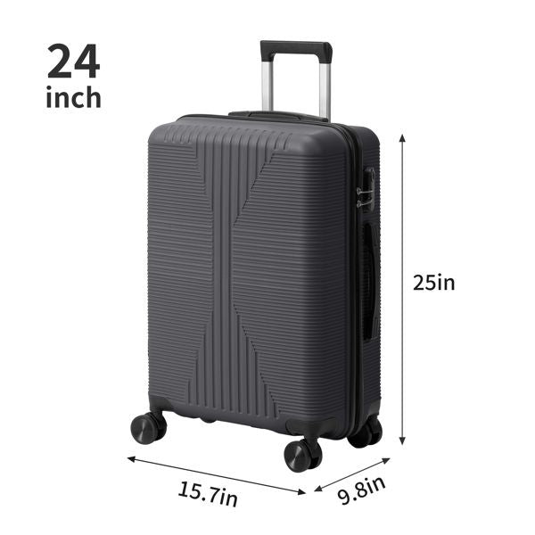 Non - TSA customs lock 4 - in - 1 PP trolley case, 16in, 20in, 24in, 28in, PP, dark gray - Task & Tether