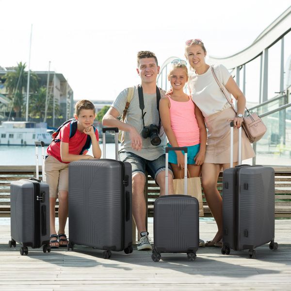 Non - TSA customs lock 4 - in - 1 PP trolley case, 16in, 20in, 24in, 28in, PP, dark gray - Task & Tether