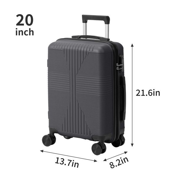 Non - TSA customs lock 4 - in - 1 PP trolley case, 16in, 20in, 24in, 28in, PP, dark gray - Task & Tether